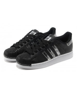 Adidas Superstar 2 Mens Bling Black Snake Silver Trainers
