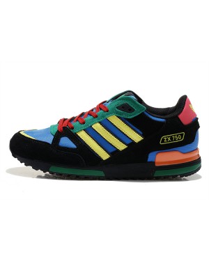 Adidas Originals ZX 750 Black Blue Green Yellow Red Fashion Shoes