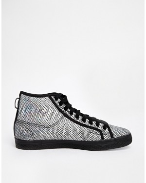 Adidas Originals Honey WMNS Metallic Black Silver Mid High Top Fashion Shoes