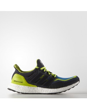 Adidas Ultra Boost Men's Running Shoes Semi Solar Slime/Dark Navy AQ4002