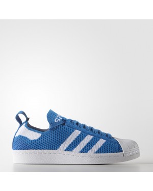 Adidas Women Originals Superstar 80s Primeknit Shoes Blue/White S75426