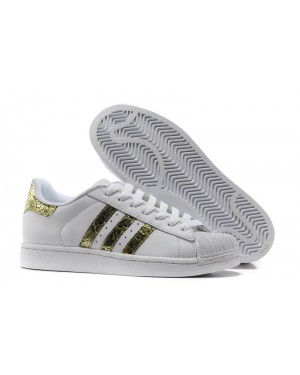 Adidas Superstar 2 Mens Bling White Snake Gold Fashion Shoes