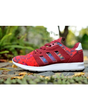 Adidas Originals ZX 500 2.0 Red Wine Red White Print Casual Shoes